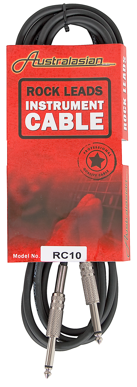 Australasian | RC10 | 10 ft Instrument Cable | Black Australasian | RC10 | 10 ft Instrument Cable | Black
